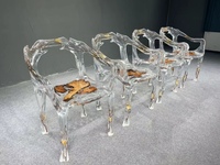 Chaise de salle à manger personnalisée en bois massif et résine époxy, vente directe JDW, cadeau pour meubles de maison, application pour villa