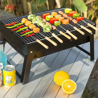 Ensemble d'outils de barbecue en métal professionnel de 8 pouces brochettes de Plancha en forme de rectangle avec manche en bois équipement domestique emballé dans un sac