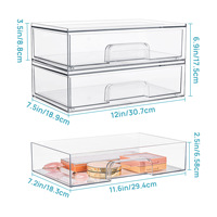 Organisateur de tiroir empilable en acrylique transparent pour cosmétiques, maquillage, soins de la peau, vanité, salle de bain, organisation de bureau