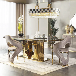 Silla de comedor de tela de terciopelo con Base de acero inoxidable moderna, sillas de comedor de restaurante doradas para fiesta de Hotel en casa - Product Image 6