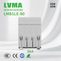 RCBO/RCCB LMB1LE-80 6kA 1P-4P Pemutus Sirkuit Miniatur (MCB) dengan Perlindungan PA66 Li Tembaga 6A-80A