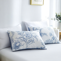 Ensemble de literie 3 pièces en polyester de style européen et américain, taille Queen, imprimé numérique floral, housse de couette avec taie d'oreiller douce
