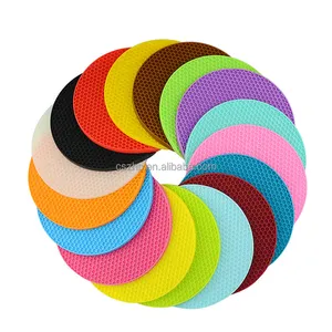 Multipurpose Hot Pads Spoon Rest Kitchen Tools Round Honeycomb Silicone Pot Holder Trivet Mats