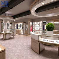 Vitrine murale optique personnalisée avec éclairage LED pour lunettes, présentoir pour magasin d'optique avec tiroir de rangement