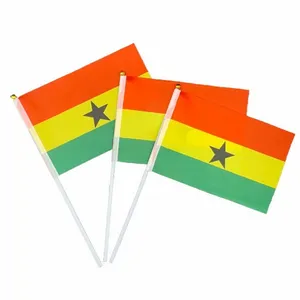 Spedizione gratuita Ghana Flag China Office agente di acquisto controllo di qualità in fabbrica ordine segui mano agitando Stick Ghana bandiere a mano