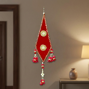 Artificial Traditional Velvet Diamond Red Art Deco Wedding Hanging Decor - Product Image 2