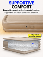 Matelas pneumatique gonflable en PVC avec pompe intégrée, couleur kaki, pour la maison et le camping