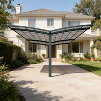 Abri de stationnement moderne en aluminium avec toit en polycarbonate, design pliable et portable, durable et résistant aux UV