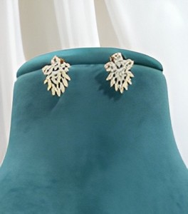 Ensemble collier et boucles d'oreilles élégants en laiton plaqué or de qualité supérieure avec zircon pour mariage, bijoux pour femmes - Product Image 2