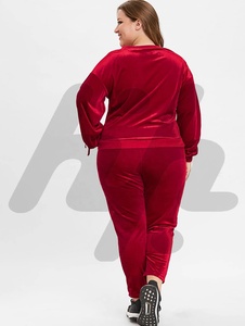Conjunto de sudadera y pantalones de chándal de terciopelo con cuello redondo para mujer de talla grande, fabricado por Huzaifa Products - Product Image 2