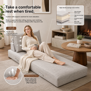 Sofá Cama Modular Seccional para Habitación <span class=keywords><strong>de</strong></span> Invitados, Sala <span class=keywords><strong>de</strong></span> Juegos, <span class=keywords><strong>Noche</strong></span> <span class=keywords><strong>de</strong></span> Cine, Comprimido en Caja, Espuma <span class=keywords><strong>de</strong></span> Alta Densidad, Base Antideslizante, OEM ODM - Product Image 4