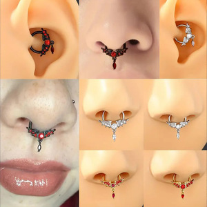 Wings <b>Nose</b> <b>Ring</b> 316L Stainless Steel Zircon Inlay <b>Silver</b> Black Gold Party Fashion Piercing Jewelry - Product Image 4