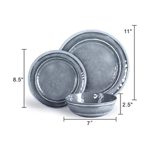 Juego de platos de melamina apilables de color gris de estilo moderno Juego de cuencos de melamina Juegos de vajilla de 12 piezas Melamina - Product Image 2