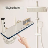 Set Shower Keramik Digital Display dengan Tombol Piano Poles, Tuas Tunggal, Semprotan Hujan Lembut, Keran Termostatik, Pemasangan di Dinding, untuk Villa