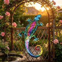 Özelleştirilebilir Büyük Duvar Heykeli 3D Metal Duvar Sanatı Gecko Dekorasyonu Balkon Bahçe Süsü