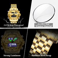 Jam Tangan Pria Mewah Poedagar E122 Multifungsi Layar LED Kronograf Baja Tahan Karat Alarm Bercahaya Tahan Air Montre Arloji