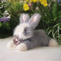Peluche Lapin de Simulation 4 Couleurs avec Nœud en Dentelle Vintage, Poupée Animal en Peluche, Décoration Maison, Cadeau d'Anniversaire pour Enfants