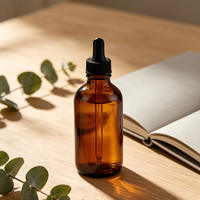 Flacon compte-gouttes en verre couleur thé pour huiles essentielles, cylindrique, opaque, pour concentrés liquides, avec design sérigraphié, idéal pour le voyage