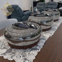 Élégante Marmite Isotherme Ovale Effet Miroir Noir 3 Pièces 4L 5L 6L avec Poignée Marbre Blanc pour Dîner de Luxe