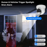 Caméra IP PTZ tourelle PoE extérieure 4K 8MP 5X conforme NDAA, avec projecteur et sirène de dissuasion active, détection IA, vision nocturne couleur, audio bidirectionnel