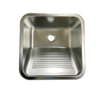 Évier de buanderie carré en acier inoxydable Cuba Inox 45x45 avec égouttoir pour le lavage des vêtements à la main