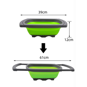 <span class=keywords><strong>Scolapasta</strong></span> Pieghevole da Appoggio con Manici Estensibili, Cesto Filtrante Retrattile da Cucina - Product Image 2