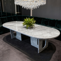 Table de salle à manger moderne en marbre italien, grande table basse ovale sur mesure pour salon