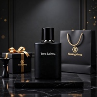 Flacon de parfum noir mat haut de gamme de luxe 50 ml, flacon de parfum 30 ml 100 ml, flacon vaporisateur de parfum vide en verre avec bouchon et boîte