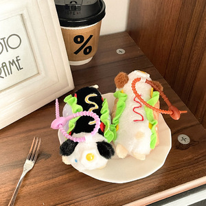 Cute Guinea Pig Hotdog Plush <b>Keychain</b> Spiral Silicone <b>Lanyard</b> Keyring Fried Egg Panda Toy Pendant Soft Fluffy Bag Charm Gift - Product Image 3