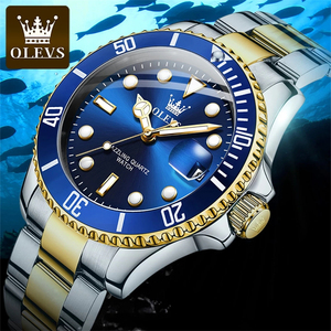 Reloj de Cuarzo para Hombre OLEVS 5885 con Esfera Azul Dorada, Resistente al Agua, con Calendario Completo, de Acero Inoxidable, Moderno - Product Image 2