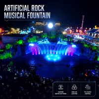 Fuente de Agua Decorativa Programable para Paisajes de Resorts, Estilo Roca Personalizado, Iluminación Láser RGB, IP68, Proyectos B2B para Jardines de Villas