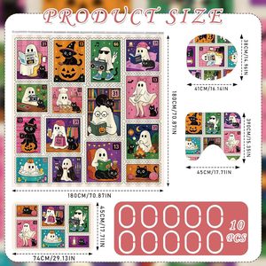 Cortina de Ducha de Poliéster con Diseño de Gatos Fantasma de Halloween en Tonos Pastel, Cortina de Baño con Impresión Digital, Impermeable, Personalizada, Moderna, al por Mayor - Product Image 2
