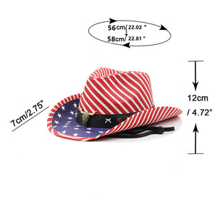 Chapeaux de cowboy en <span class=keywords><strong>paille</strong></span> en vrac bon marché Offre Spéciale à la mode aux États-Unis chapeau de cowboy américain avec des rayures et des étoiles - Product Image 6