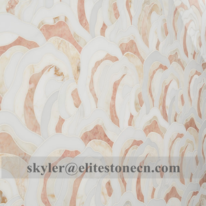 กระเบื้องโมเสคหินอ่อนขัดเงาสีชมพูไอริสโรซ่าออนิกซ์ สำหรับตกแต่งผนังห้องน้ำสไตล์โมเดิร์นในวิลล่า - Product Image 4