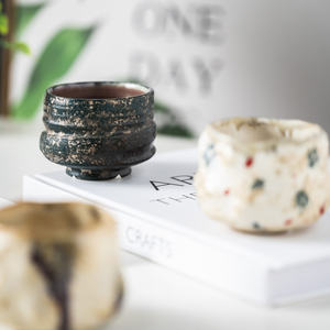 和風 不規則 手描き レストラン 陶器 ティーマグ レトロ リアクティブ釉 ハンドメイド 高級食器 取っ手なし 陶芸カップ - Product Image 3