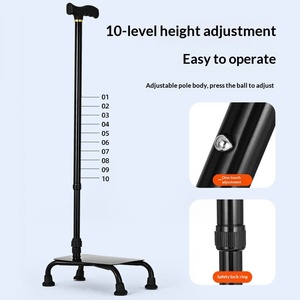 Bâton de marche multifonctionnel à quatre pieds antidérapant pour personnes âgées, canne réglable en hauteur pour la montée d'escaliers - Product Image 2