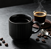 Ensemble de tasses à café en céramique empilables de style nordique avec support métallique, logo personnalisé, tasses en porcelaine côtelées empilables pour la maison (15 oz)