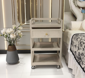 Chariot de Salon Moderne en Plastique à Roulettes avec Tiroir et Étagères Ouvertes pour Salon de Beauté, Spa, Clinique - Product Image 2
