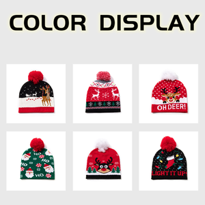 Nouveau <span class=keywords><strong>bonnet</strong></span> en tricot jacquard tendance pour <span class=keywords><strong>Noël</strong></span>, rouge, classique, avec pompon, imprimé numérique Père <span class=keywords><strong>Noël</strong></span> et rennes, unisexe, pour adulte, <span class=keywords><strong>bonnet</strong></span> d'hiver - Product Image 2