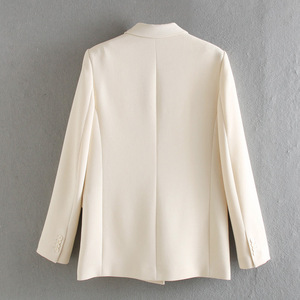 新着レディースブレザーダブルブレストジャケットレディースフォーマルスーツジャケット女性用ホワイトブレザー - Product Image 3