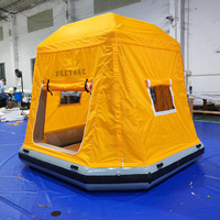Divertissement aquatique personnalisé Pêche Tente de banc gonflable Camping radeau Tente flottante Plate-forme aquatique gonflable avec tente