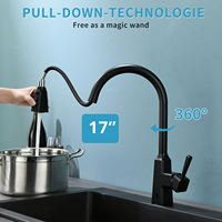 Robinet de cuisine moderne monocommande monotrou à poser en acier inoxydable 304 avec douchette extractible rotative à 360 degrés et cartouche céramique