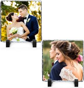 Cadre <span class=keywords><strong>photo</strong></span> personnalisé en <span class=keywords><strong>ardoise</strong></span> vierge avec peinture pour tableau noir, surface en pierre naturelle, logo gravé au laser, cadeau de mariage personnalisé, vente en gros - Product Image 4