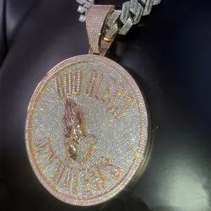 Hip Hop Jewelry Sterling Silver 925 Custom Necklace Letter Number Pendants VVS Baguette Moissanite Iced Out Pendant