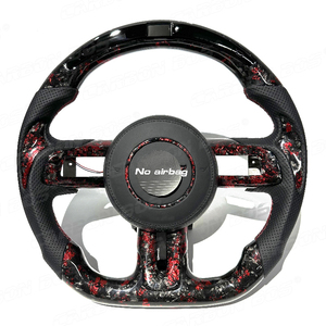 Volant de course en carbone forgé rouge de haute qualité avec fibre LED, vente directe d'usine pour <span class=keywords><strong>Ford</strong></span> <span class=keywords><strong>Mustang</strong></span> 2015-2023 - Product Image 1