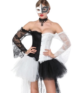 Mode fête de <span class=keywords><strong>mariage</strong></span> Bustiers hauts à porter Sexy à manches longues dentelle femmes Corsets Blouse - Product Image 5