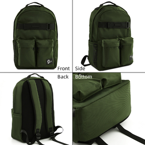 Sacs à dos scolaires unisexes en nylon Oxford de grande capacité, imperméables, tendance, avec fermeture éclair verte anti-vol en polyester - Product Image 2