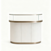 Vitrine de magasin de montres haut de gamme sur mesure, kiosque mural pour bijoux, comptoir de présentation de bijoux robuste avec finition stratifiée blanche