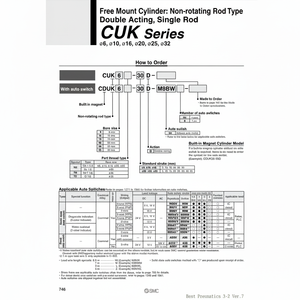 Cilindro de montaje libre SMC Pneumatics, pieza neumática - Product Image 1