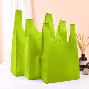 T-shirt de supermarché écologique sac de gilet non tissé W sac découpé en U sac d'emballage de logo personnalisé - Product Image 2